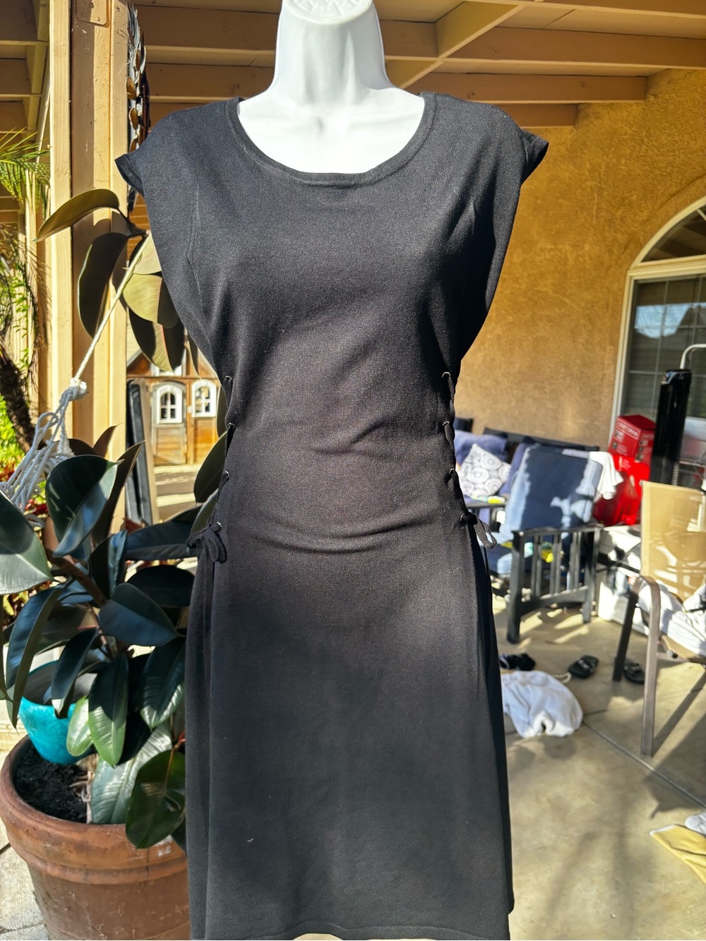 Classic Black Side-Tie Sheath Dress - Women